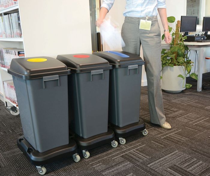 Colour doded bins for safe waste disposal